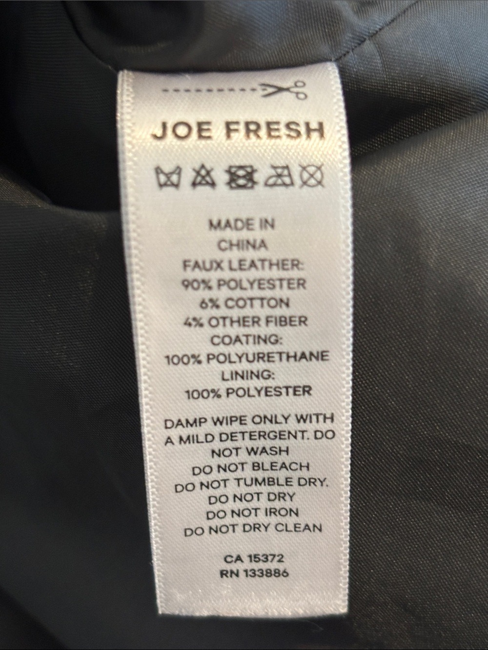JOE FRESH Black Faux Leather Biker Jacket MOTO jacket with belt size large - Picture 7 of 11
